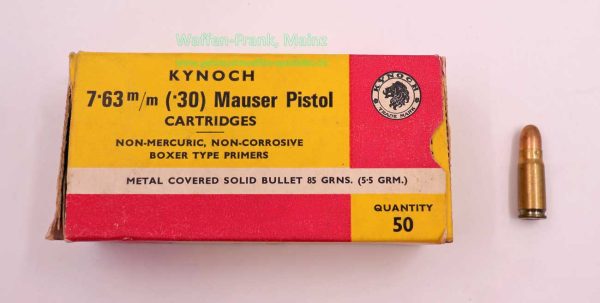 Kynoch, England Pistolenmunition 7,63 Mauser