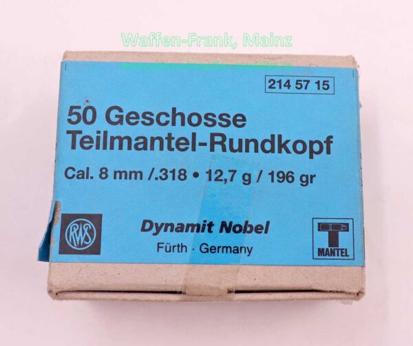 RWS (WZd.Fa.Rottweil) Büchsengeschosse 8mm (.318) 12,7g (196gr.)